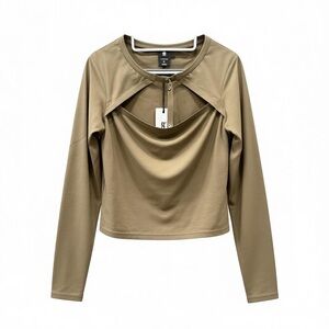 G-Star Cropped Keyhole Wild Olive‎ Long Sleeve Tee